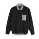 Uncle Gang fake two-piece sweater men's shirt collar spring and autumn pullover design niche trendy brand long-sleeved sweater jacket