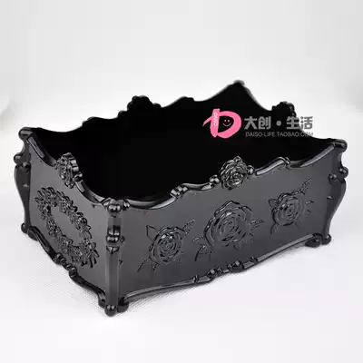 Japan DAISO Anna Sui style Rose carved retro cosmetics storage box long