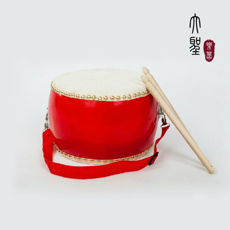 Drum Adult Bull Leather Drum Small Drum Children's Kindergarten Toy Gong Drum Musical Instrument Small Hall Drum China Red Drum 8 Inches