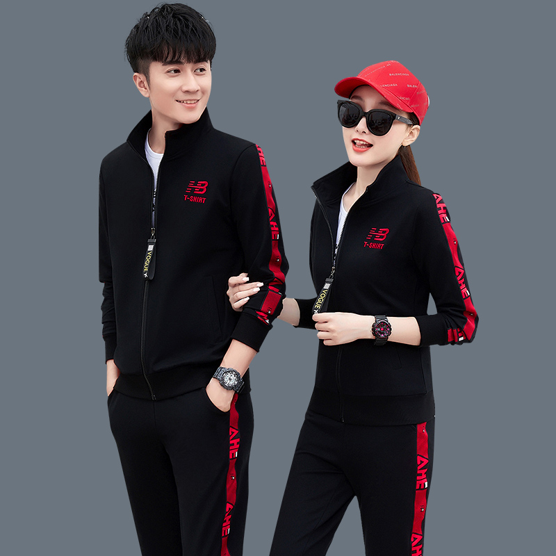 Spring Autumn Season 361 Lovers Sports Suit Men And Women 2021 New Pure Cotton Running Casual Thick Cotton Suit Three Sets