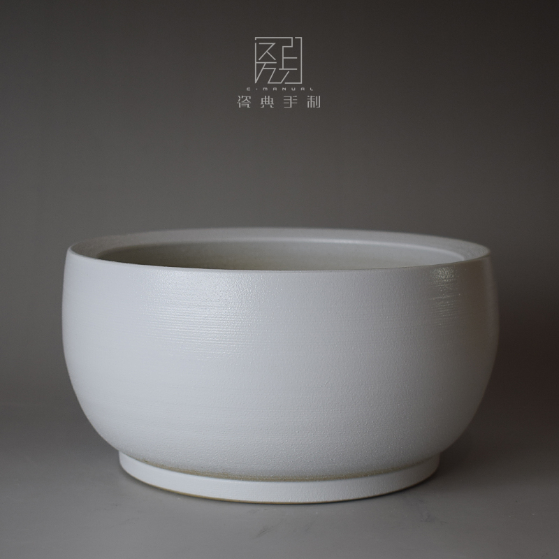 Jingdezhen ceramic fish tank turtle tank white porcelain tank fish tank round lotus tank rough pottery cornucopia plant tree pot