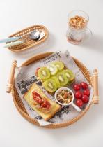 Japan-style Rattan Chic Tray Bread Basket Woven Fruit Tray Living Room Home Bamboo basket Steamed Bread Basket breakfast Net reddish