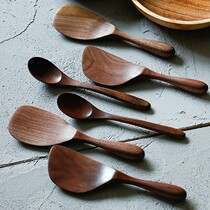 Day Style Net Red Solid Wood Rice Spoon Home Environmental Protection No Lacquer Rice Shovels Black Walnuts Wood Non Stick Rice Leftover Spoon