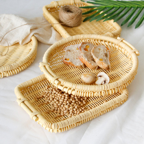 Day-style handmade willow woven vines with bamboo woven bread basket water fruit basket Vegetable Fields Round zero food storage hamper