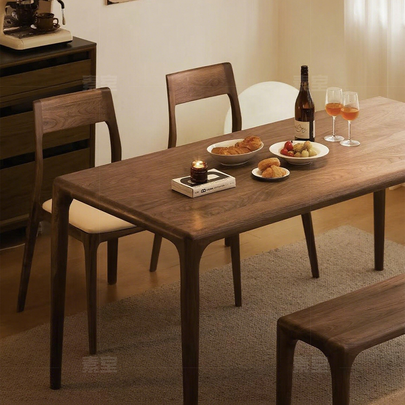 American-Style Solid Wood Dining Table, Black Walnut Desk, Dual-Purpose Rectangular Home-Use Natural Wood Large Board Table for Small Apartments American-Style Solid Wood Dining Table, Black Walnut Desk, Dual-Purpose Rectangular Home-Use Natural Wood Large Board Table for Small Apartments