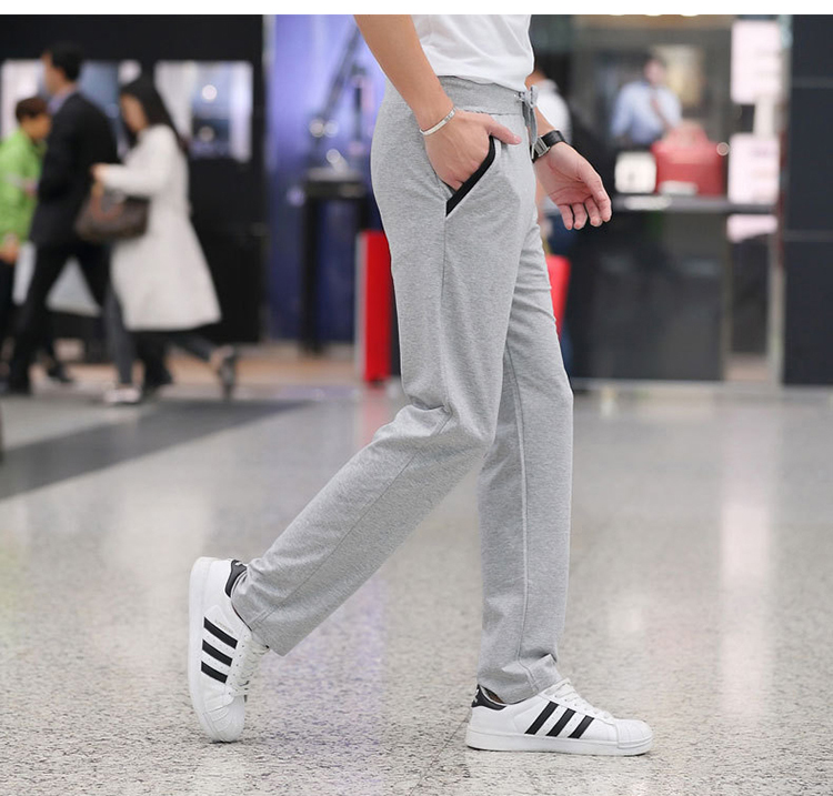 Phiên bản mở rộng của quần thể thao giản dị cotton cotton thẳng quần dài quần nam mùa thu và mùa đông dài 120cm quần giữ nhiệt nam