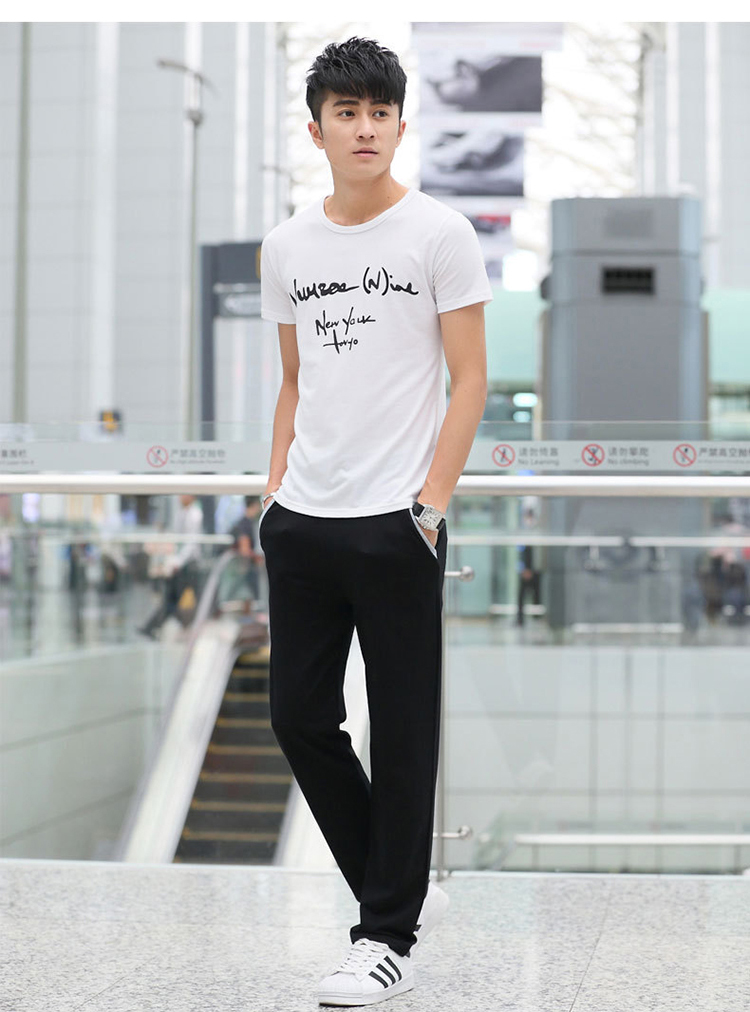 Phiên bản mở rộng của quần thể thao giản dị cotton cotton thẳng quần dài quần nam mùa thu và mùa đông dài 120cm quần giữ nhiệt nam