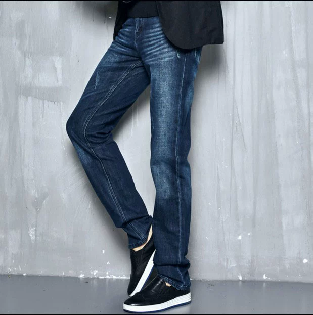 Thanh niên nam độ dài rộng 120CM quần jeans mùa thu và mùa đông cao lớn quần thẳng kích thước cotton siêu dài