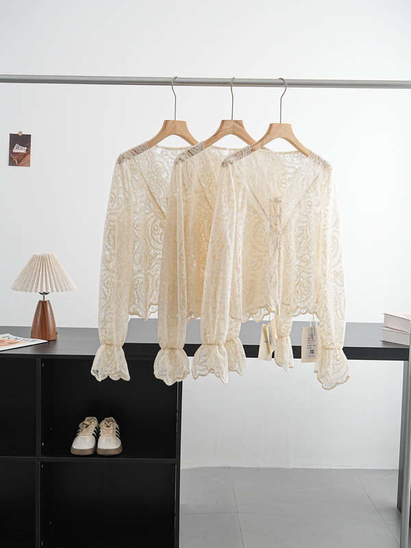 Boshenzhen Single-Piece Camellia Lace Shirt! Heavy-Duty Three-Dimensional Eyelash Lace, with a Hazy, Slightly Translucent Look