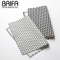 BAIFA Nordic geometric black fabric white cotton linen modern simple ins coffee table tablecloth Western placematte wipe Cup cloth
