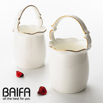 Creative multifunctional European chopsticks tube home gold edge porcelain kitchen chopsticks spoon storage ceramic Chinese flower basket