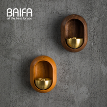 Door-suction wind chime Japanese walnut door bell hanging decoration merchant door reminder copper bell living room retro pendant