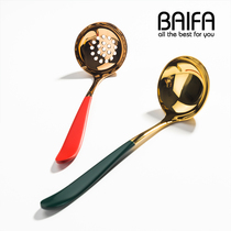 Household 304 stainless steel filter hot pot colander Net Red commercial small kitchen long handle thick Spoon soup spoon