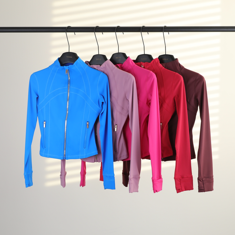 Ld Gold Zipper Short Stand Collar Jacket Df Coat Long Sleeve Women's Slim Fit Sports Fitness Running Yoga Wear