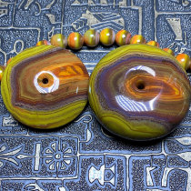 Warring States red agate with the same material colorful cinnabar gold sand safe buckle nostalgia buckle Four Seasons safe pendant sweater chain