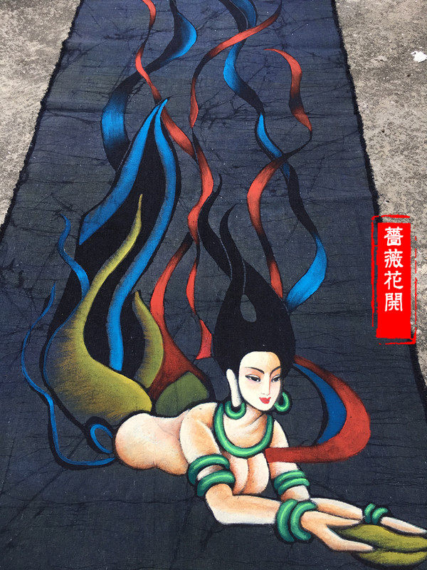 Boutique Collection Intangible Cultural Heritage Batik Wall-mounted Painting Buddhist religious Dunhuang Fly decorated door curtain