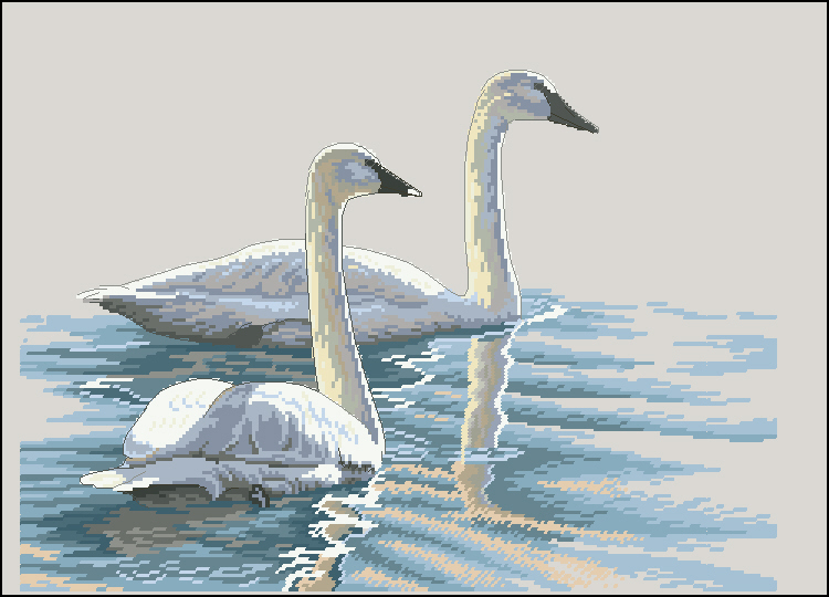 Cross embroidered electronic drawings 4821 DIM03879 Swans 228W* 228W* 157H29 color XSD source files