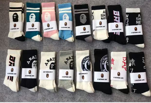 Vớ BAPE tại chỗ 猿人 头 男 管 袜 bottom bottom - Vớ thể thao vớ thể thao chống trượt
