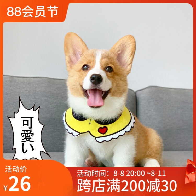 Cute Pet Corgi Saliva Towel Teddy Bib Bichon Bib Cat Dog Saliva Pocket Small and Medium Dog Scarf