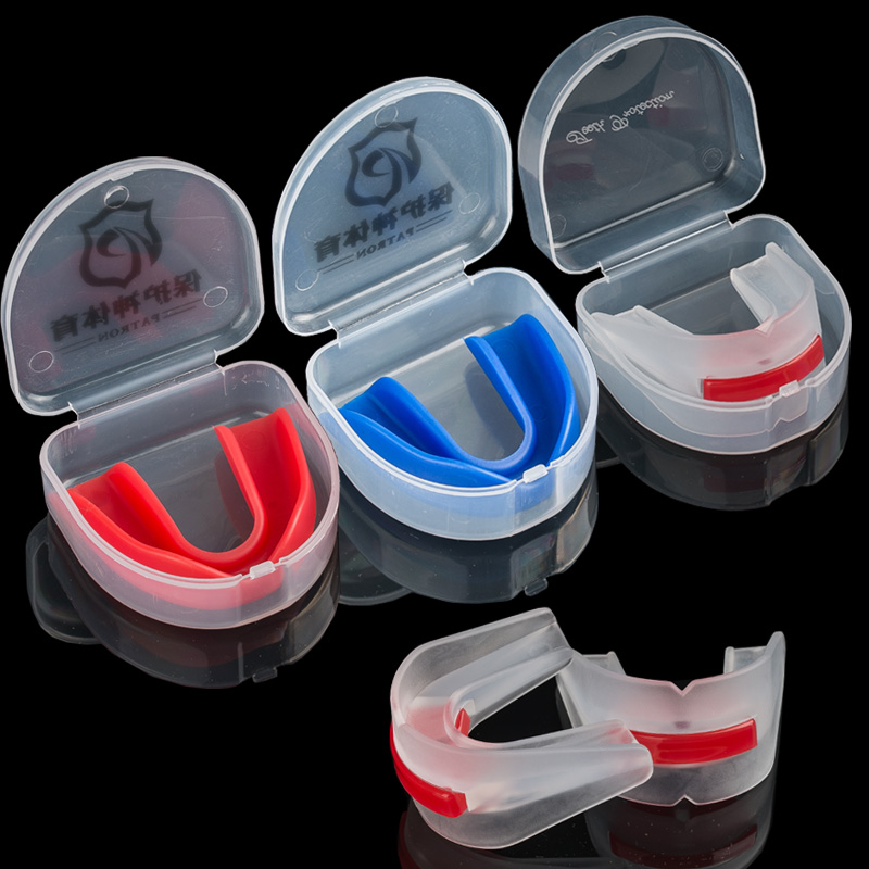 Transparent eco-friendly material Taekwondo Punch Sanda Blue Ball Single and Double Sided Mouth Guard Sleeve Slows down the grinding of the mouth guard