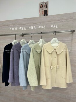 621-2 korean style age-reducing small fragrance double-sided wool coat mid-length loose slimming doll collar woolen coat