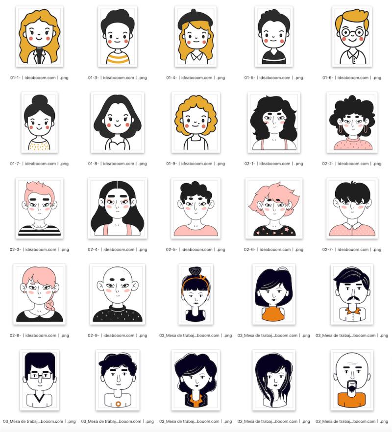 PNG免扣手绘卡通动漫插画人物头像绘画丨