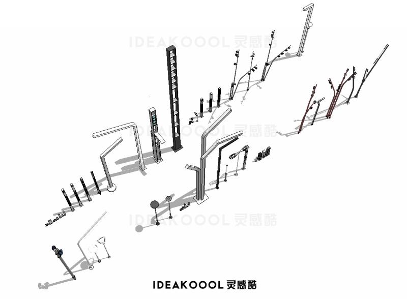 现代商业广场街道路灯庭院灯柱高杆灯艺术景观灯SU模型丨