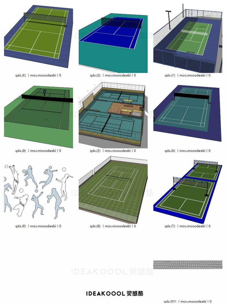 羽毛球网球排球场丨运动场SU模型丨