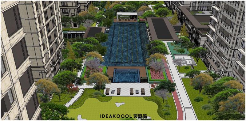 保利璞园大区景观景观草图SU模型丨