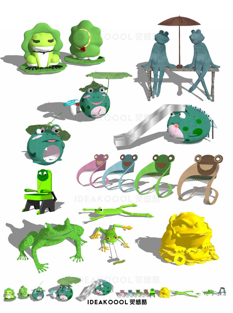 青蛙蛤蟆动物艺术景观雕塑SU模型丨
