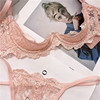 Sexy lace bra set pure desire hollow bra thin three-point underwear quarter cup free of take off