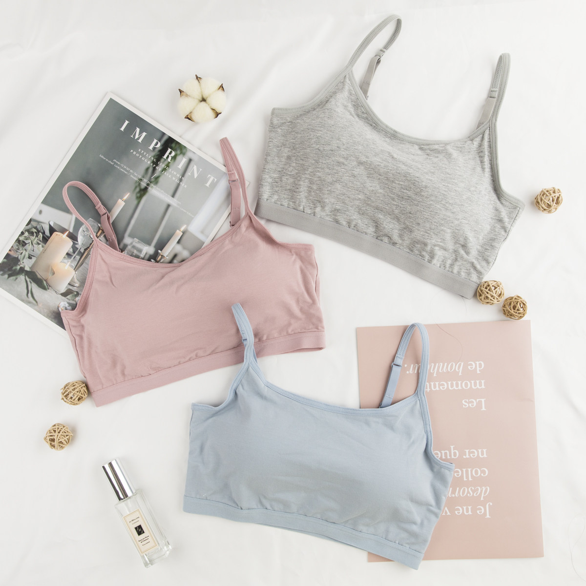 Summer anti-glare tube top underwear cotton student girl bottoming no steel ring vest cotton thin small sling