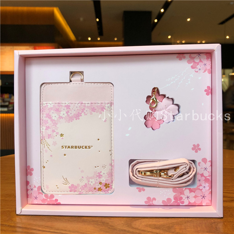 Authentic Starbucks 2018 Spring Pink Day Sakura Card Set Hộp quà tặng Cartoon Cartoon Phiên bản giới hạn dễ thương bao đựng bằng lái xe