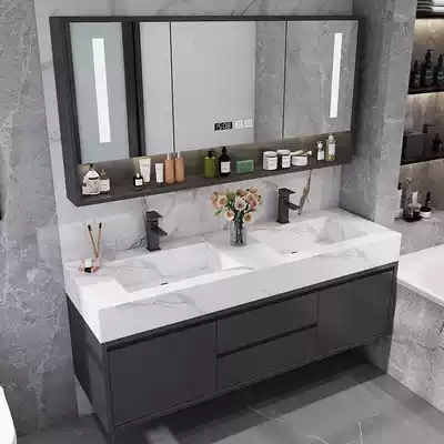Light luxury intelligent rock board all-in-one bath bathroom cabinet combination modern simple wash face wash basin hand dressing room cabinet