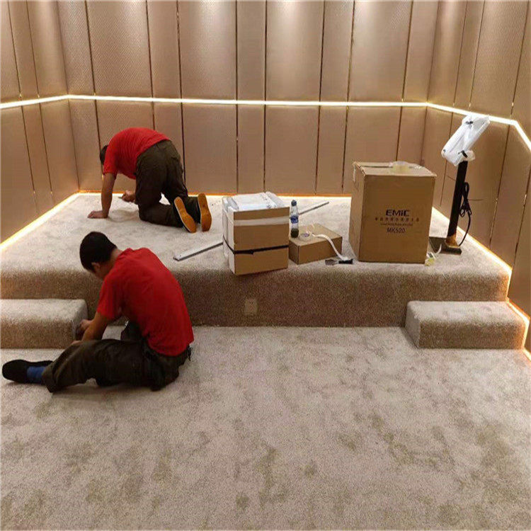 Non-woven bottom 4 meters full carpet flame retardant audio-visual room household pure color woven chemical fiber carpet does not drop slag