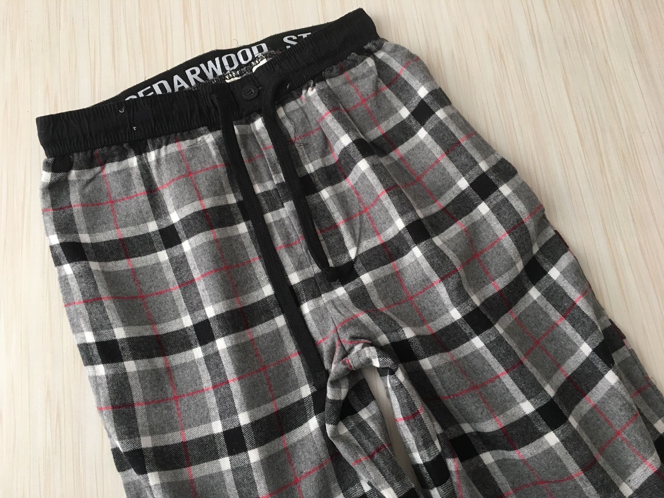Mùa xuân và mùa thu dày của nam giới Hình vuông lỏng lẻo Kích thước lớn kẻ sọc Cotton cạo râu Bộ đồ ngủ nhà Quần lỏng quần thun dài nữ