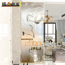 Customized carved transparent tempered decorative glass screen partition wall transparent double-sided American modern porch living room