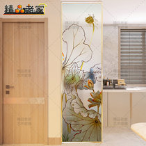 Customized new Chinese carved frosted light transparent double-sided decorative art decorative glass partition wall screen restaurant porch Lotus
