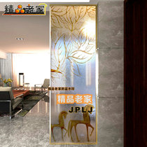 American light luxury carved light transparent double-sided tempered art glass living room porch balcony partition wall screen shoe cabinet