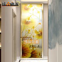 Customized modern Chinese carved gold foil tempered art glass living room dining room entrance decorative background wall