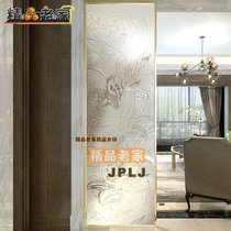 Customized carved frosted decorative glass partition screen wall modern American living room dining room entrance Lily