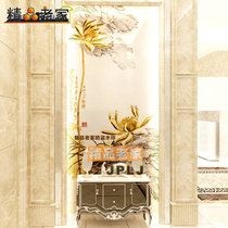 Customized carved tempered art decorative glass New Chinese classical living room entrance aisle TV background wall Lotus