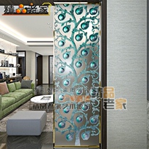 Customized European American stainless steel frosted tempered carved art glass screen partition wall home living room balcony
