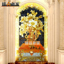 Customized European American high-end art decorative glass home entrance living room passage background wall Lily