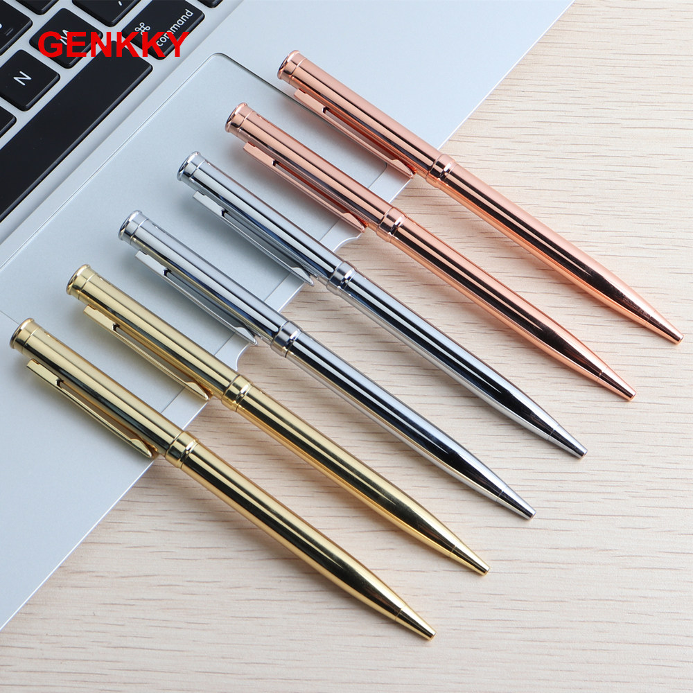 Metal ballpoint pen rotating style stainless steel material atomic oil pen rotating metal oil pen student stationery pen