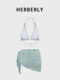 HERBERLY泳装纯欲风小胸绑带聚拢比基尼泡温泉分体泳衣裹裙三件套