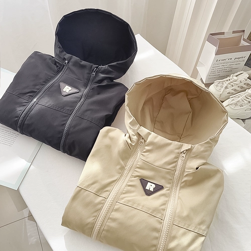 Весенний плащ для мальчиков с капюшоном, детская осенняя куртка