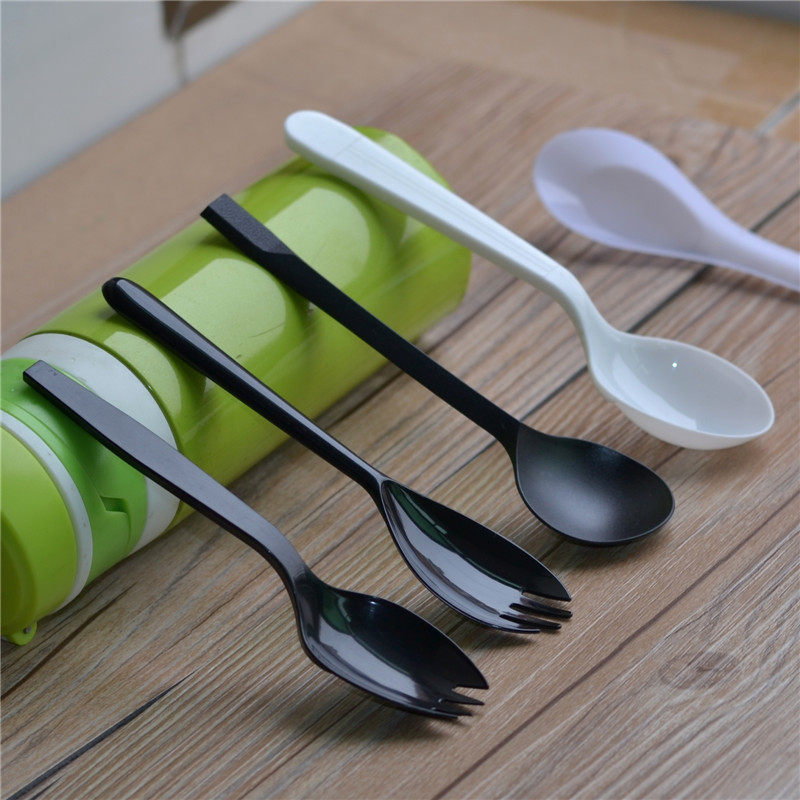 100 Disposable Individually Packaged Forks, Spoons, Plastic Rice Spoons, Black Spoons, Fast Food Spoons, Cake Forks