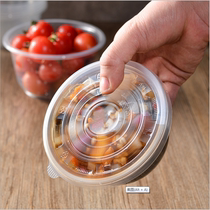 Disposable lunch box cup plastic transparent round bowl takeaway packing box fast food rice bowl snack tableware set chopsticks