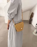 Свежая небольшая сумка, соломенная маленькая пляжная сумка через плечо на одно плечо